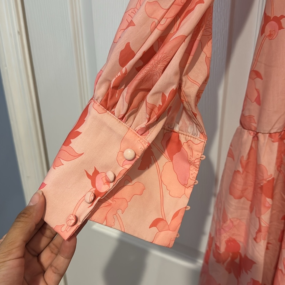 Petal & Pup Pink Floral Tiered Midi Dress - Picture 4 of 12
